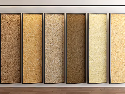 Various Textured Wooden Panels With Color Variations In Vertical Wall 3d model