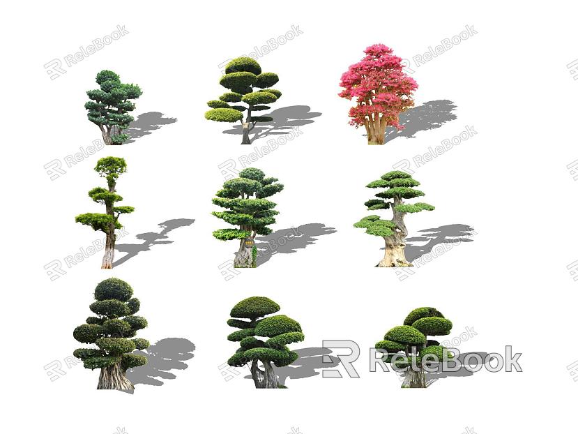 2d landscape tree landscape plant modeling tree bright privet safflower following wooden pile old tree pile modeling white wax model