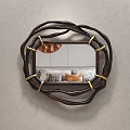 Light Luxury Decorative Mirror Wall Decorative Hanging Mirror Shaped Mirror Art Makeup Dressing Mirror Bathroom Bathroom Mirror Irregular Wooden Mirror 3d model