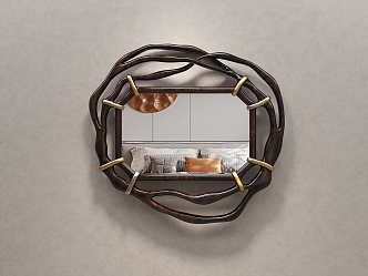 Light Luxury Decorative Mirror Wall Decorative Hanging Mirror Shaped Mirror Art Makeup Dressing Mirror Bathroom Mirror Irregular Wooden Mirror 3d model