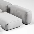 Modern Gray Sofa Ottomans With Various Sizes And Soft Cushion Designs 3d model