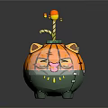 Cute Pumpkin Shaped Doll With Orange Green Body And Antenna Top Decoration