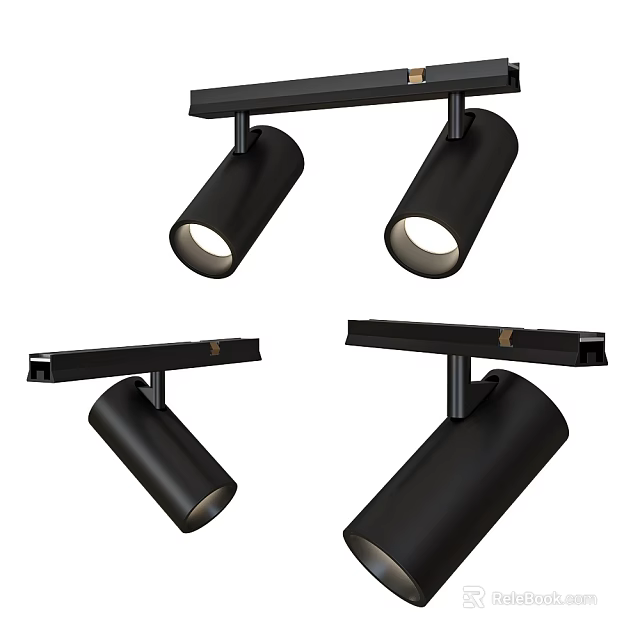Modern Black Track Spotlights and Downlights Ceiling Lighting Fixtures Design 3d model 