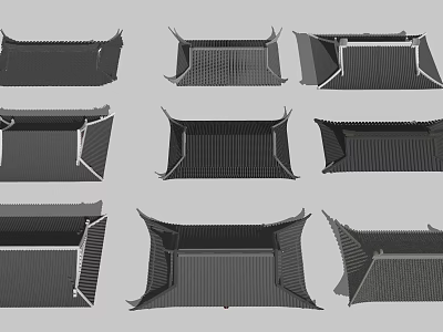 Traditional Chinese Roof Components With Various Architectural Designs And Structures 3d model