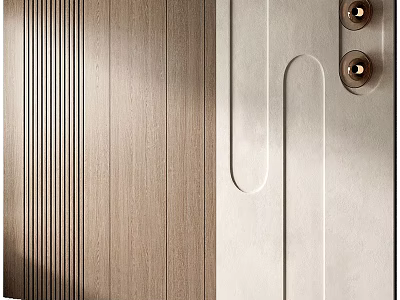 Elegant Modern Luxury Wall Design With Linear Wooden Panels And Metal Accents 3d model