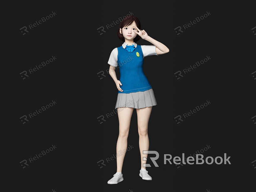 student figure primary school student girl girl child model