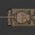 Sand Colored Military Tank With Long Gun Barrel Heavy Tracks And Turret Armor
