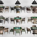 Variety of Modern Entertainment Tables with Stylish Chairs and Colorful Designs