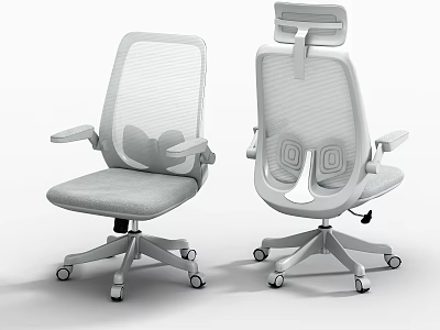 Modern Office Chair With Mesh Back Armrests And Swivel Base Wheels 3d model