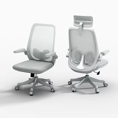 Modern Office Chair With Mesh Back Armrests And Swivel Base Wheels 3d model
