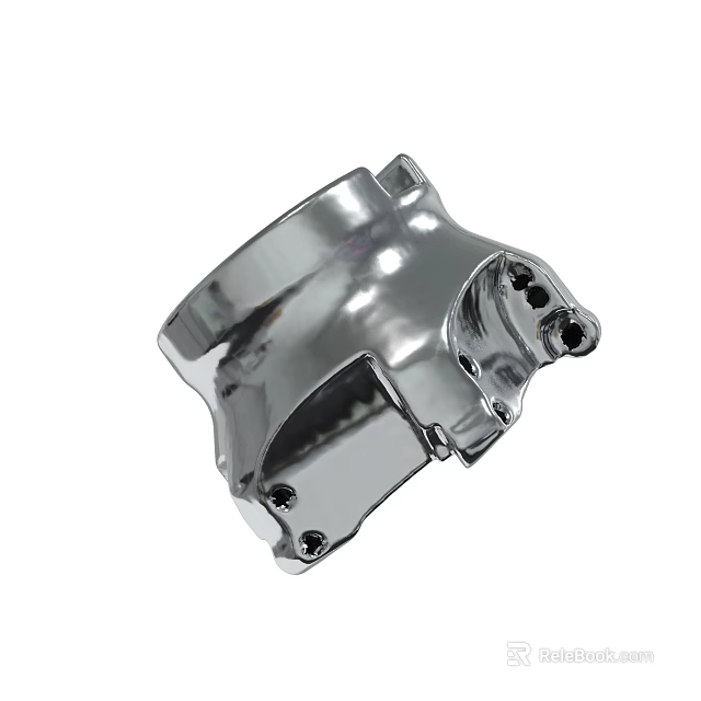 Chrome Plated Metal Mechanical Component With Shiny Surface And Connection Holes 3d model 