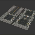 Roadway Pavement Modules With Intersection Crosswalks And Yellow Lane Lines