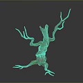 Fantasy Plant Sculpture With Tree Trunk Body And Branch Limbs In Green Brown