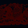 Red Paper Cut Wall Decor with Woman on Horseback Flowers and Birds