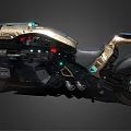 Futuristic Motorcycle With LED Lights And Streamlined Black Gold Tech Body Design