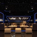 Modern KTV Lounge Interior With Starry Ceiling And LED Lighting 3d model