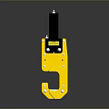 Yellow Mechanical Lifting Hook with Black Top Section and Metal Bolts for Industrial Lifting Applications