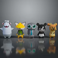 Cute Cartoon Animal Characters With Various Colorful Designs Standing In Row
