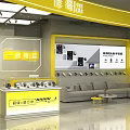 Modern Digital Store Interior With Mobile Phones Accessories Display Counters And Repair Services