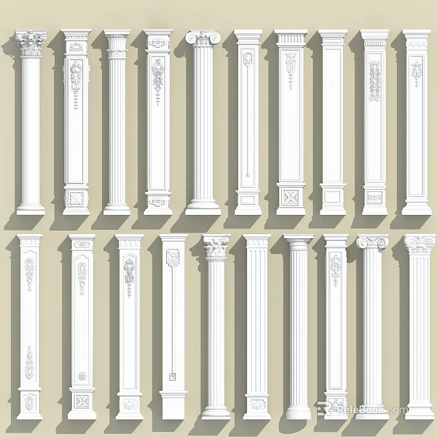 Roman Columns With Various Classical Styles And Intricate Architectural Details 3d model