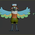 Vibrant Parrot Flying Creature Wearing Pilot Hat Goggles Orange Vest Green Pants And White Scarf