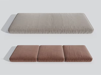 Household Velvet Cushions with Rectangular and Three Piece Design in Gray and Brown Tones 3d model