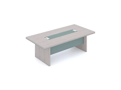 Modern Conference Table With Light Wooden Top And Central Glass Strip Design 3d model
