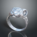 Exquisite Silver Ring Accessory With Detailed Animal Head Carving Design 3d model