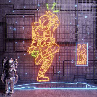 Modern Neon Astronaut Neon 3d model