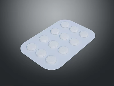 Medical Device Blister Pack Holding 12 White Round Tablets For Medication Use 3d model