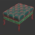 Elegant Teal Tufted Ottoman Furniture With Soft Upholstered Surface And Sturdy Wooden Legs