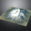 Square Shaped 3D Mountain Terrain Model With Snow Capped Peak And Detailed Slopes