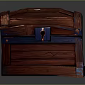 Vintage Wooden Chest With Brown Blue Accents Metal Lock And Textured Surface