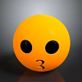 Yellow Round Emoji With Big Black Eyes And Number Three Mouth