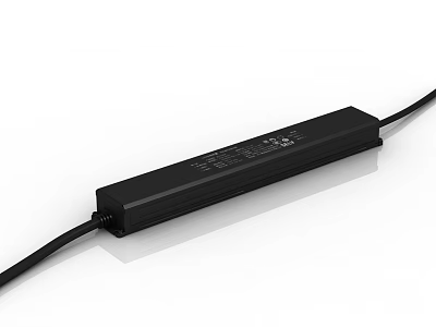 Smart Machine Power Supply Adapter Black Long Strip Design With Cable And Surface Labels 3d model