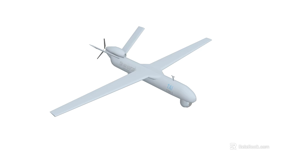 White Fixed Wing Drone With Long Wings And Surveillance Equipment 3d model