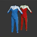 Stylish Blue And Red Tracksuits With White Stripes Full Body Design