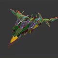 Futuristic Black And Orange Fighter Jet 3D Model With Sharp Wings And Aerodynamic Design