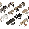 Desk Writing Desk and Chair Combination Office Desk and Chair Computer Desk 3d model