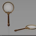 Vintage Magnifying Glasses With Wooden Handles And Golden Frames On Black Background