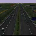 Highway Road Infrastructure With Multiple Lanes Green Belts And Directional Signs