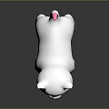 Cute White Cat Toy With Pink Ears Tail And Paws On Reflective Surface