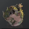Natural Cave Structure With Colorful Rock Surfaces Green Yellow Purple And Mossy Entrances