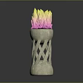 Stone Base Decorative Structure With Colorful Yellow Pink Gradient Crystal Like Top