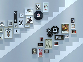 Modern Photo Wall Stairs Hanging Painting 3d model