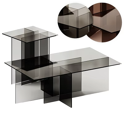 Modern Glass Dressing Table Featuring Layered Transparent Panels And Black Supports 3d model