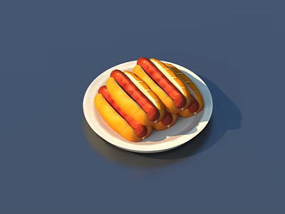 cartoon food ham hot dog 3d model
