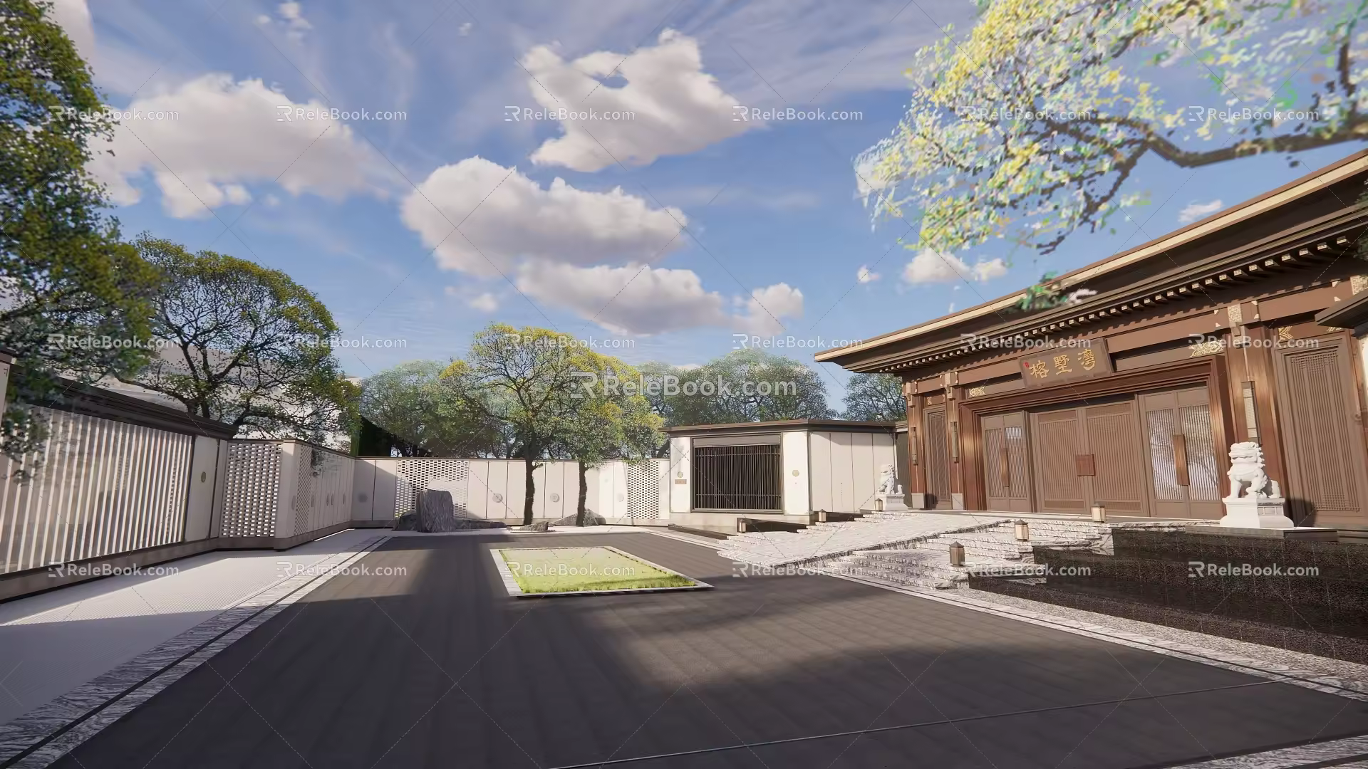 New Chinese Square Noble Atmosphere Entrance Gate Building View Wall Wide View 3d model