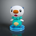 Cartoon Otter Figure With White Head Blue Ears Green Bead Necklace Yellow Shell Blue Base