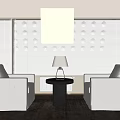 Modern Casual Sofa Set With Two Seats Small Round Table Lamp And Roller Blinds 3d model